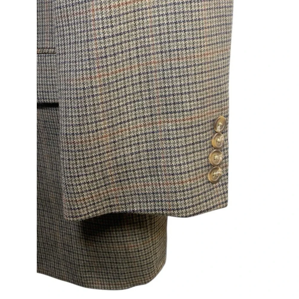 Lauren Ralph Lauren Mens Taupe Multicolor Houndstooth Blazer Size 46L Sport Coat